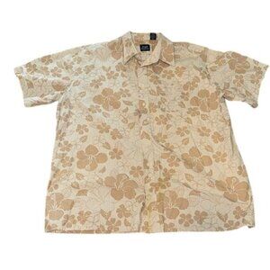 High Sierra Mens Floral Short Sleeve Shirt XXL Beige & Brown Cotton